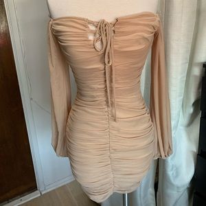 Cream colored dress. Small. Mesh sleeves